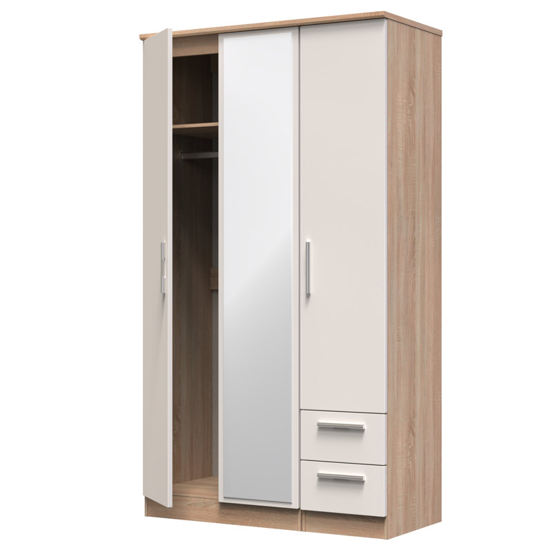 Borgeson Manufactured Wood Wardrobe, Kashmir Gloss/Bardolino Oak