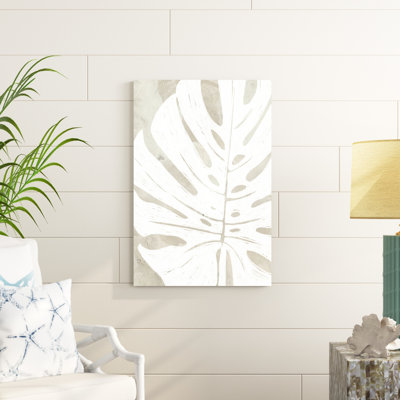 «Linen Tropical Silhouette I» par June Erica Vess, reproduction d'art mixte sur toile
