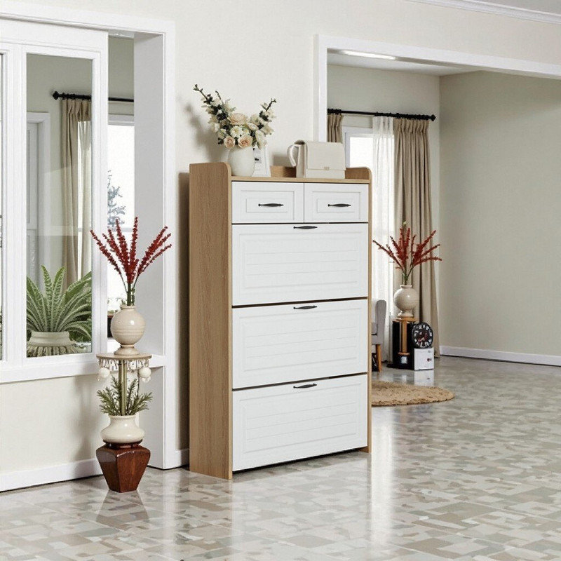 Armoire à chaussures rotative avec 3 tiroirs pour un grand rangement