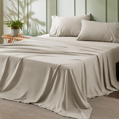 Bedsure Polyester Microfiber Sheet Set Hotel Luxury Sheets, Easy Care Cooling Bed Sheet Set 84GSM(80" x 95")GentleSoft™️