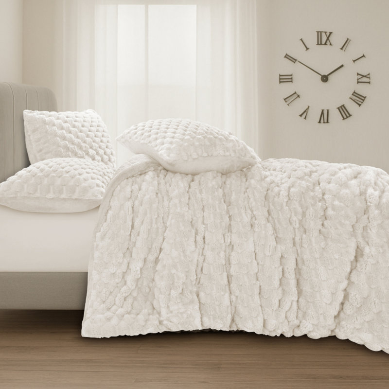 Polyester Solid Colour Duvet Cover Set, Kingsize Duvet Cover + 2 Standard Pillowcases, Cream