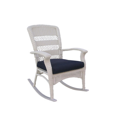 Chaise berçante d'extérieur en métal avec coussins