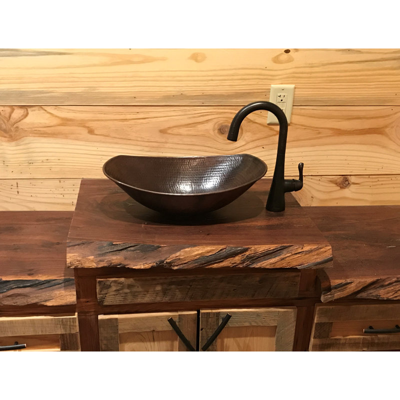 17" Oval Sleigh Copper Bath Sink Daisy Drain Included