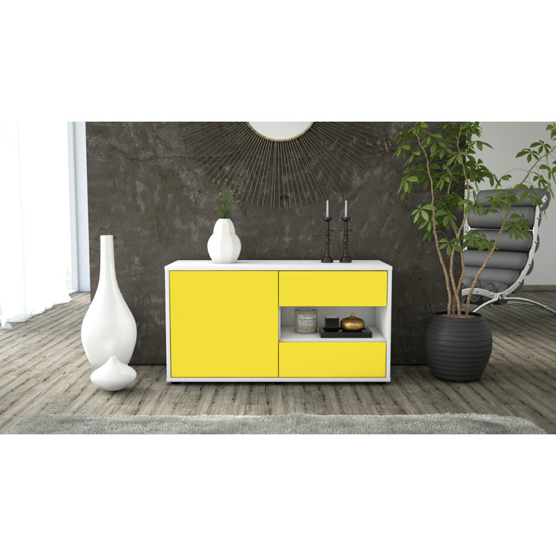 Dallin 92cm W 2 - Drawer Chest of Drawers, Yellow / Matte White