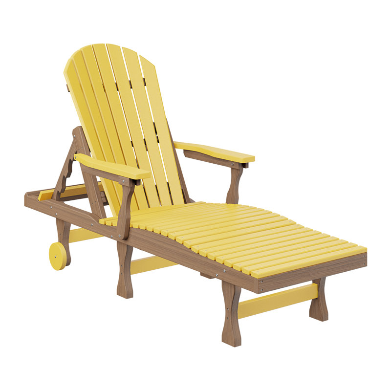 Berlin Gardens Comfo Back Chaise Lounge, Sunburst Yellow Top/Antique Mahogany Base