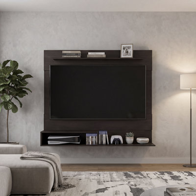 Meuble télé mural flottant Ebern Designs pour téléviseurs de 55 pouces avec étagères ouvertes et rangement multimédia