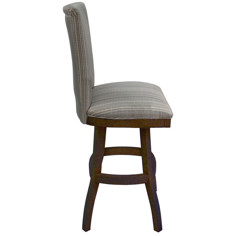 Irminger Swivel Upholstered Counter Stool with Solid Wood Frame, 34", Walnut