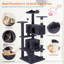 54in Dark Grey Multi-Functional Cat Tree Tower with Detachable Toys, Cozy Cat House & Play Lounge for Modern Home Decor-1295906293