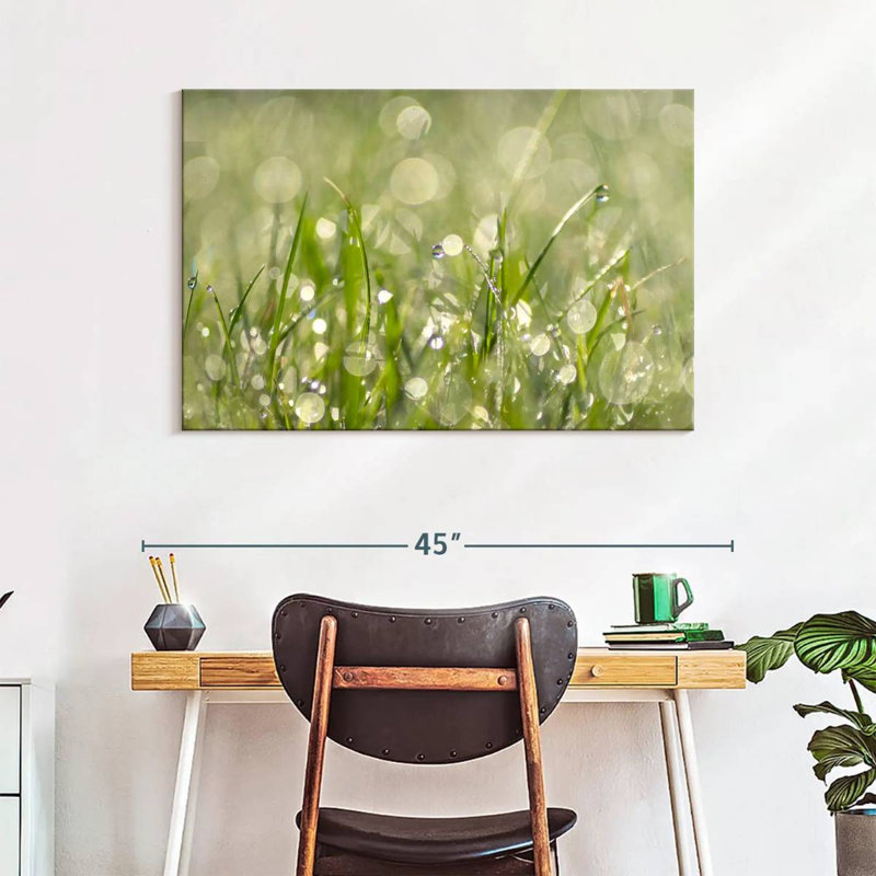 Harnek Raindrops On Grass Abstract, 26" H x 39" W