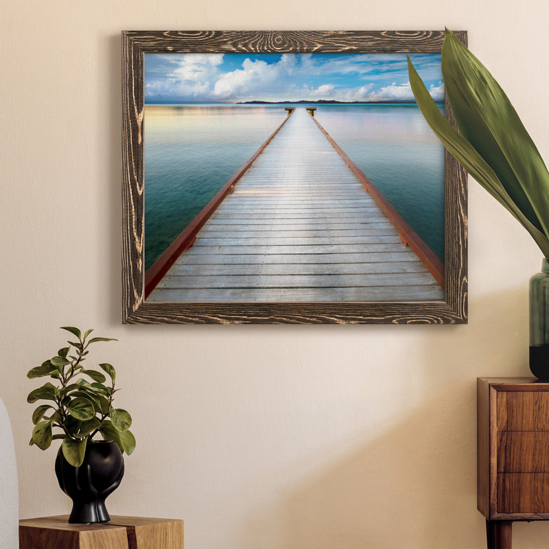 Long View Pier - Photographie de cadre photo sur toile, H 24 po x l 18 po x P 1,5 po, Noyer