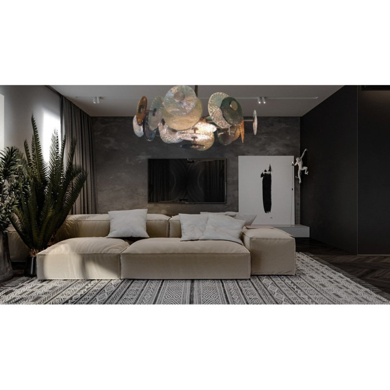 Lustre spoutnik sphérique clair avec détails en cristal Casablanca, Transparent, 48" Diameter x 27" Height