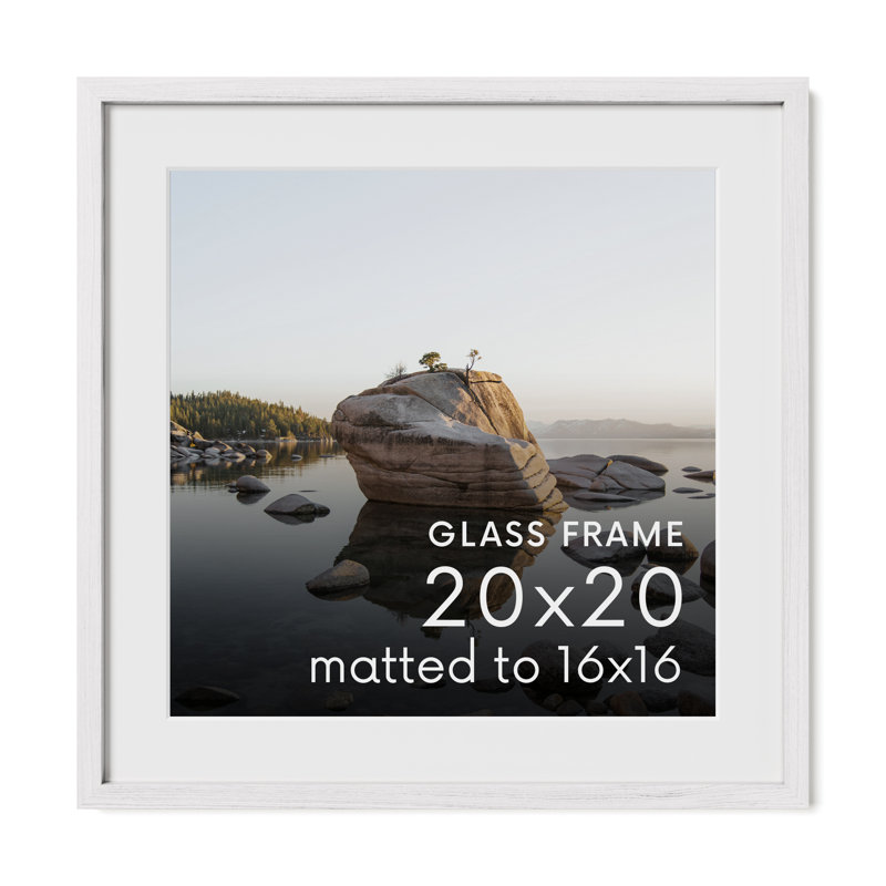 Cadre photo en bois massif avec verre, Blanc, L 20 po x H 20 po