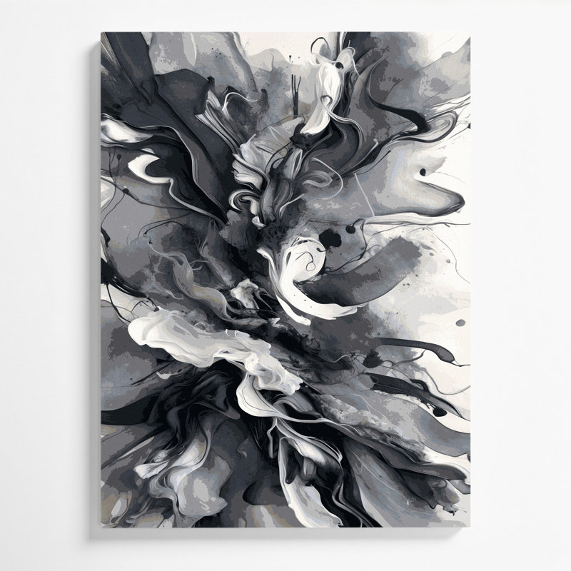 Aquarelle abstraite 21, art mural sur toile grise, H 8 po x l 10 po