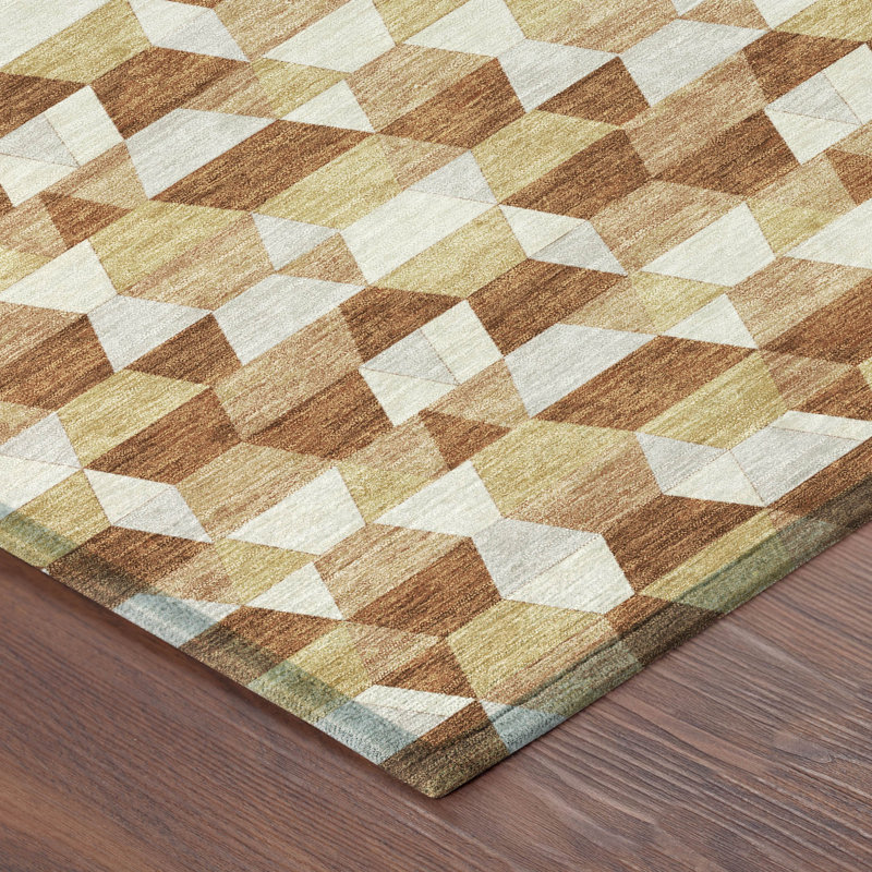 Machine Washable Indoor/Outdoor Chantille ACN2694 Geometric Rug, Paprika, 10' x 14'