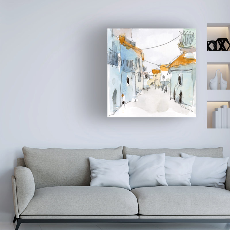 Art sur toile "Le long du trottoir espagnol" par Samuel Dixon, H 14 po x l 14 po