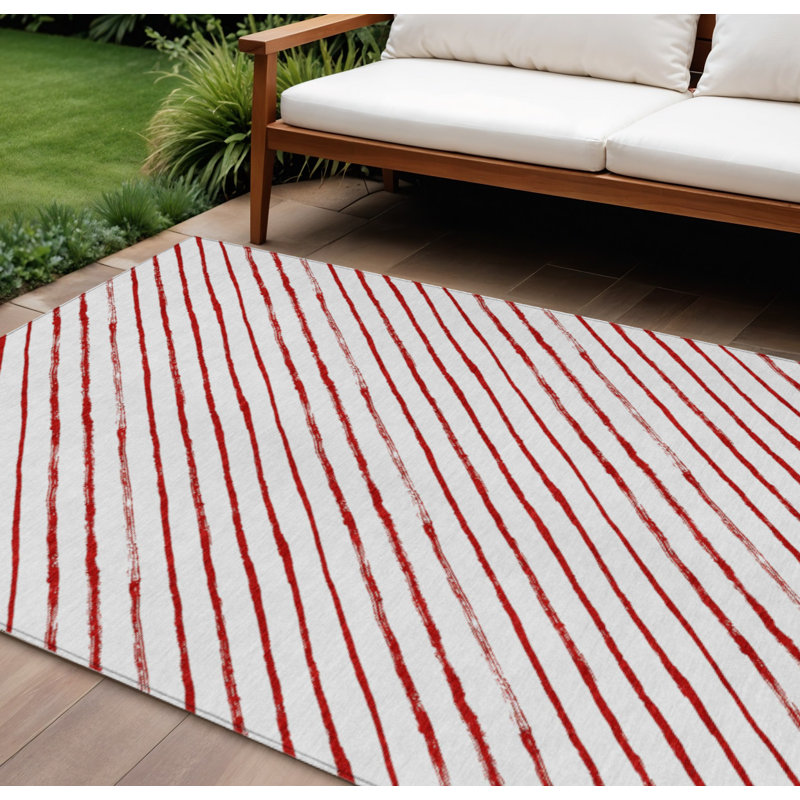 Tapis intérieur/extérieur lavable à rayures rouges et blanches 2,74 m x 3,66 m