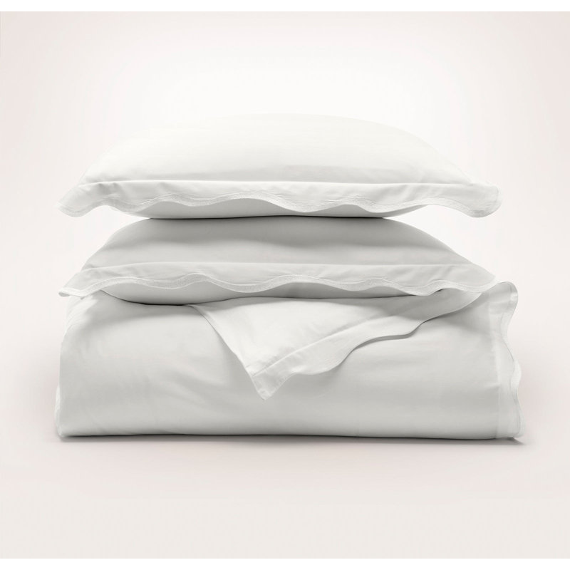 Signature Curved Edge Duvet Set, King/Cal. King Duvet Cover + 2 King Shams, White