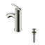 Robinet pour salle de bain à poignée simple avec drain Kree Sweep - nickel brossé-36865956