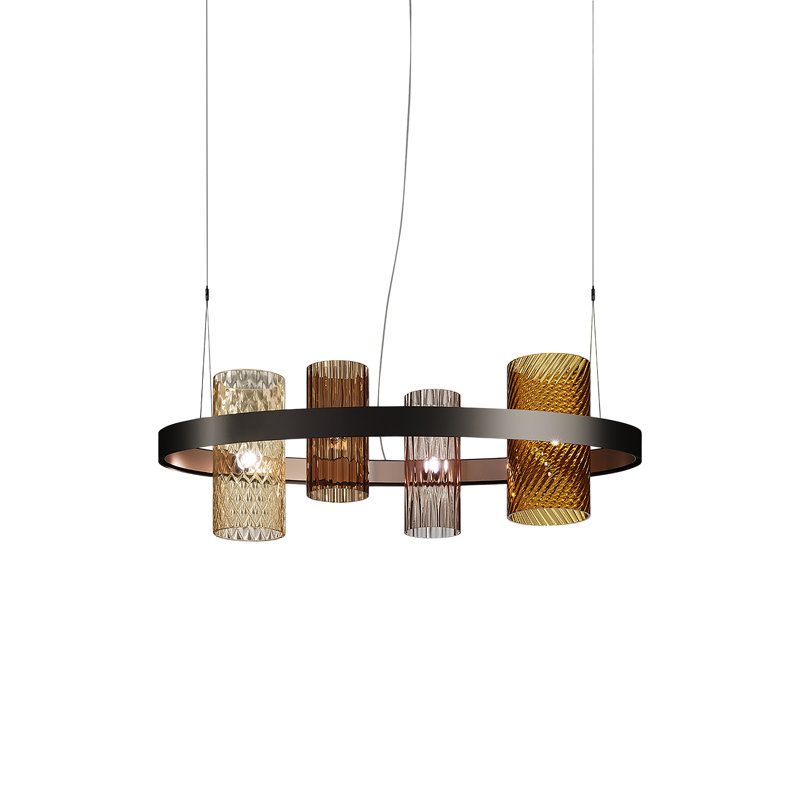 Armonia Suspension Ov1 Multicolor 1 Matt Black Nickel_Matt Copper 2 E12 Ul, Brown;Yellow;Beige, Matte Black;Copper