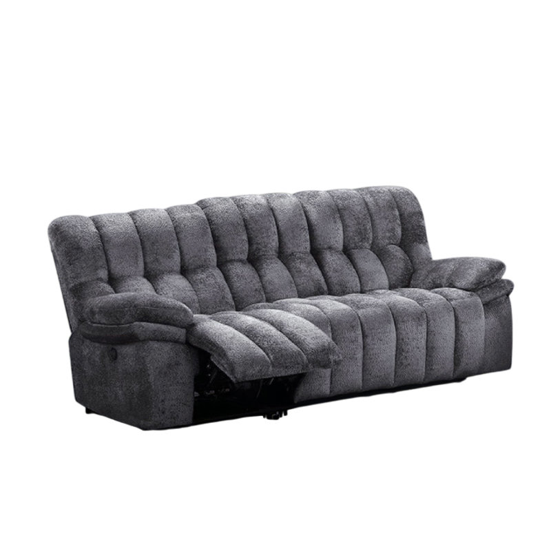 Canapé inclinable manuel Heya, polyester capitonné gris foncé, 92 pouces, Dark Grey Polyester Blend