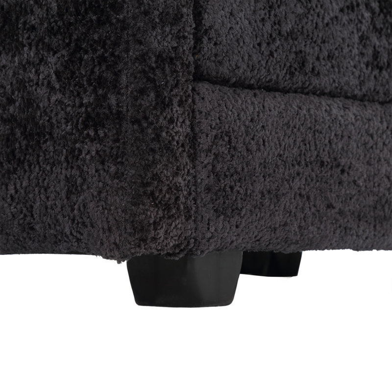 Canapé modulaire surdimensionné en chenille de 112 po avec repose-pieds mobile Chenille, Noir