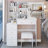 37" Middle Size Left Bedside Cabinet Vanity Table With Cushioned Stool,Large Sliding,Touch-Control