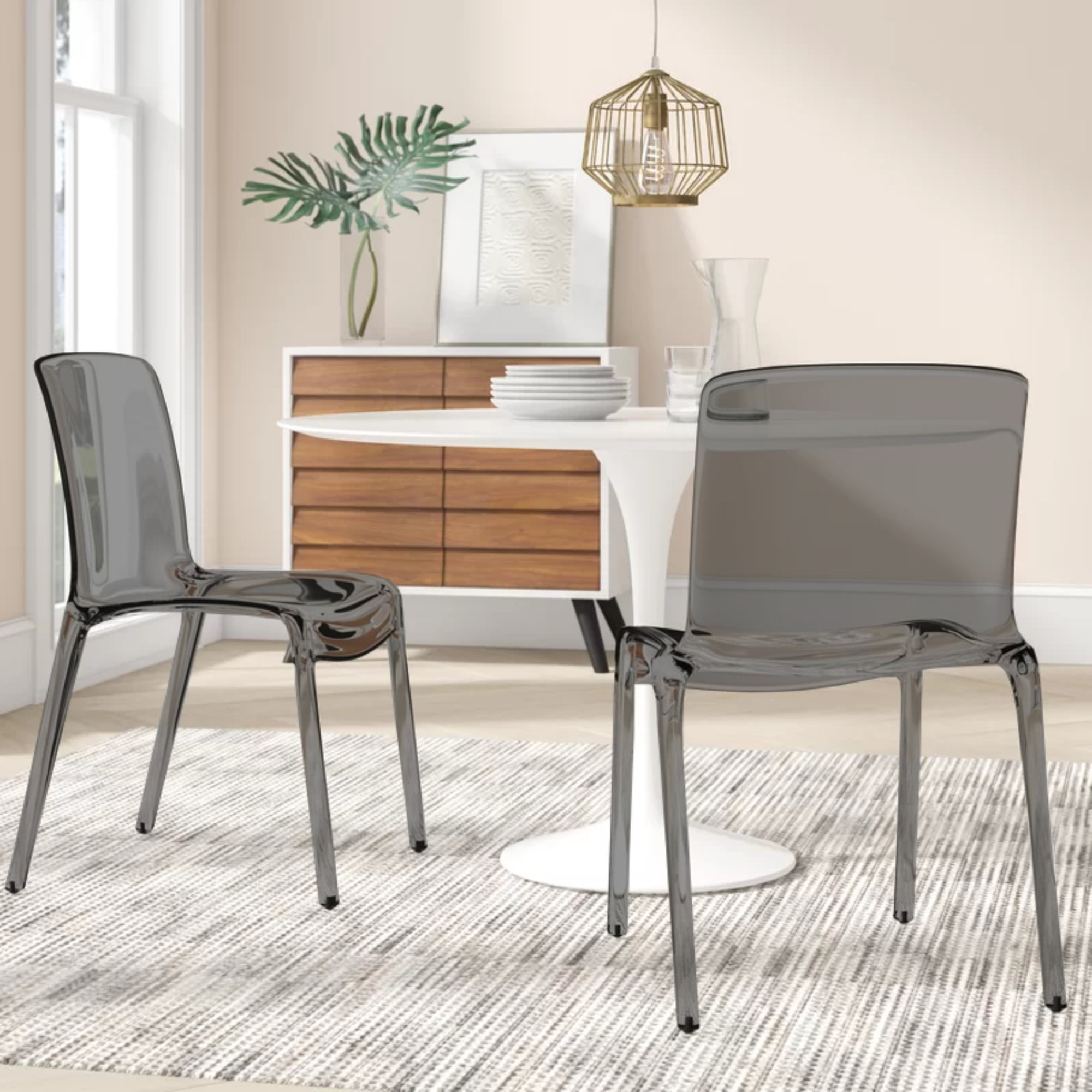 Lade Transparent Plastic Stackable Dining Chair with Waterfall Edge Seat – Lightweight Versatile Accent & Kitchen Side Chair, No Assembly Required