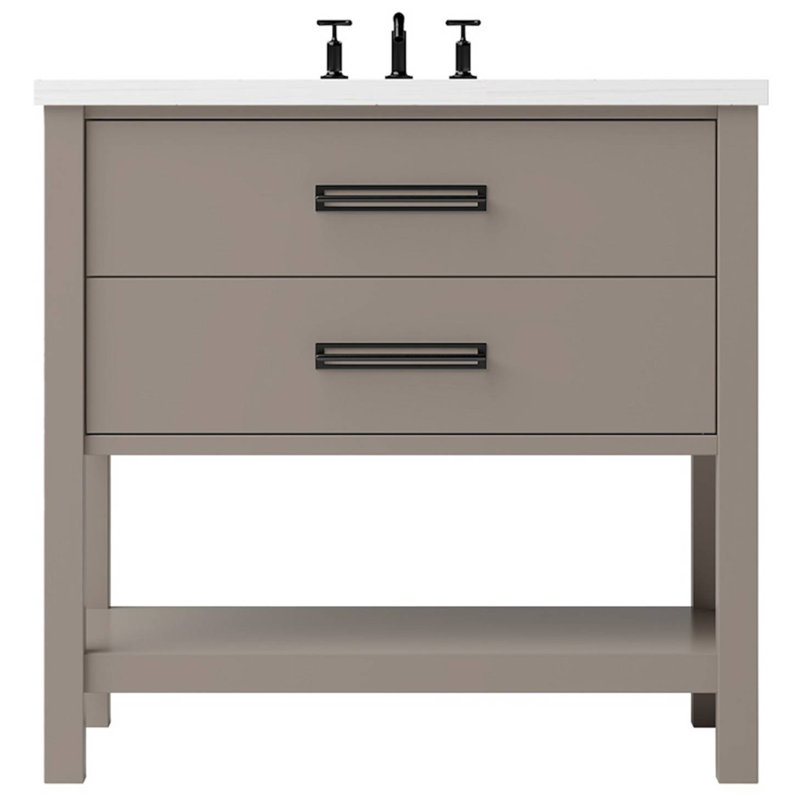 Kiawah Two-Drawer Single Bath Vanity, Taos Taupe, Matte Black, 30"