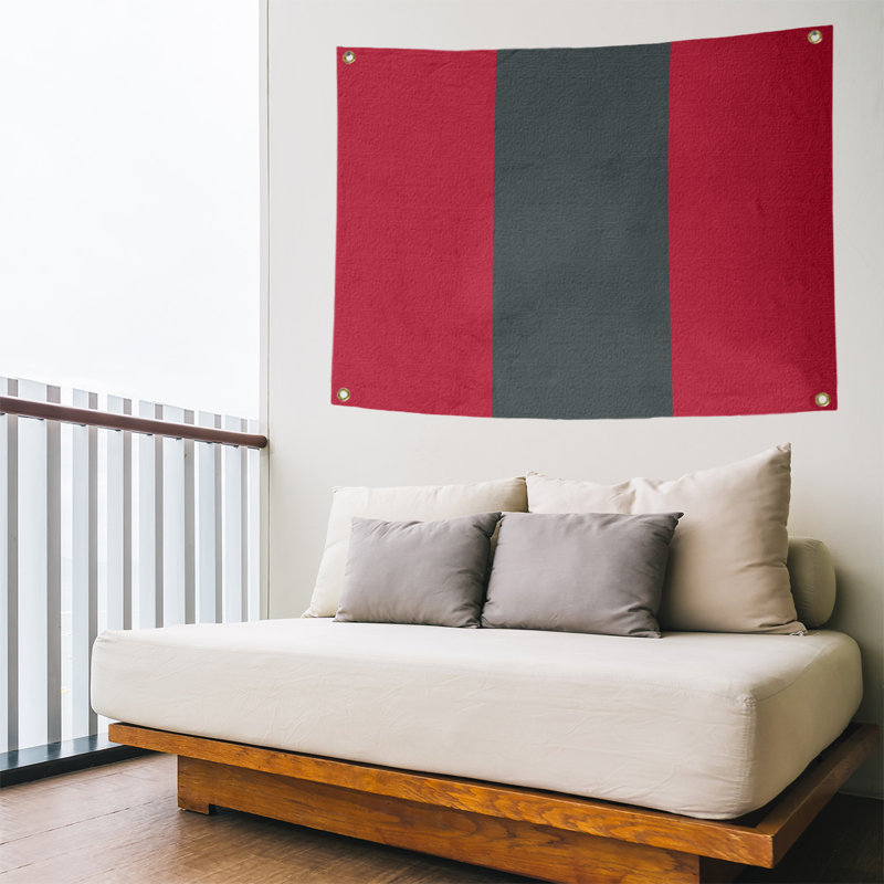 Tapisserie de polyester Las Vegas, H 59 po x l 80 po x P 2 po, Rouge / gris acier / rouge