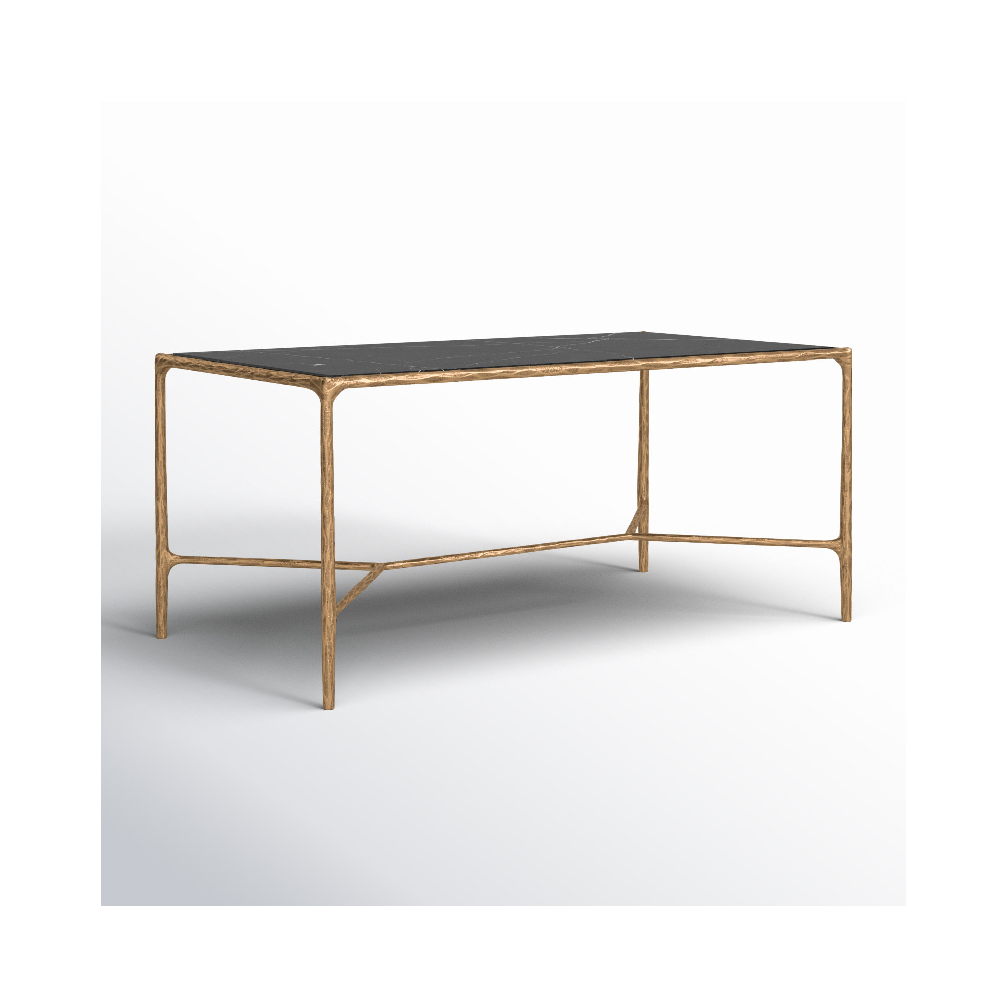 Evelynn Coffee Table, Black Marble, Brass