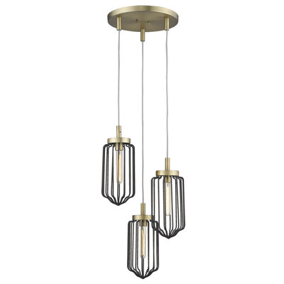 Dariel 3 - Light Aged Brass Cluster Pendant