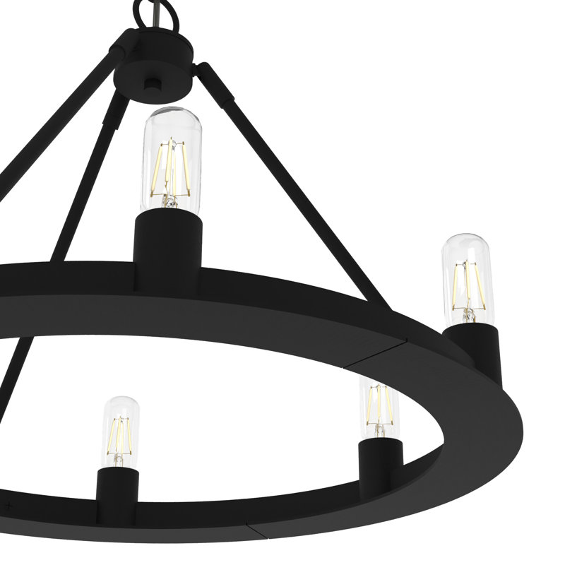 Hunter Saddlewood 6 Light Chandelier Ceiling Light Fixture, Black Iron