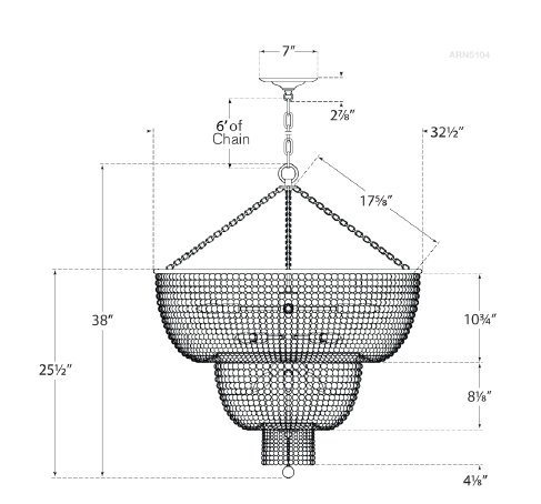 AERIN Jacqueline Two-Tier Chandelier, Burnished Silver Leaf, Clear