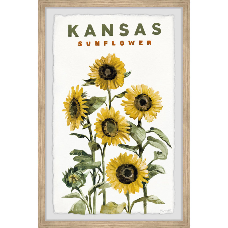 Kansas, tournesol, reproduction encadrée, H 18 po x l 12 po x 1,5 po