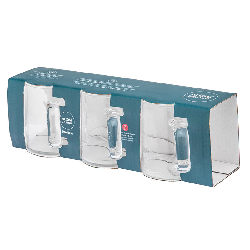 Set of 3 high borosilicate glass mug 310 ml