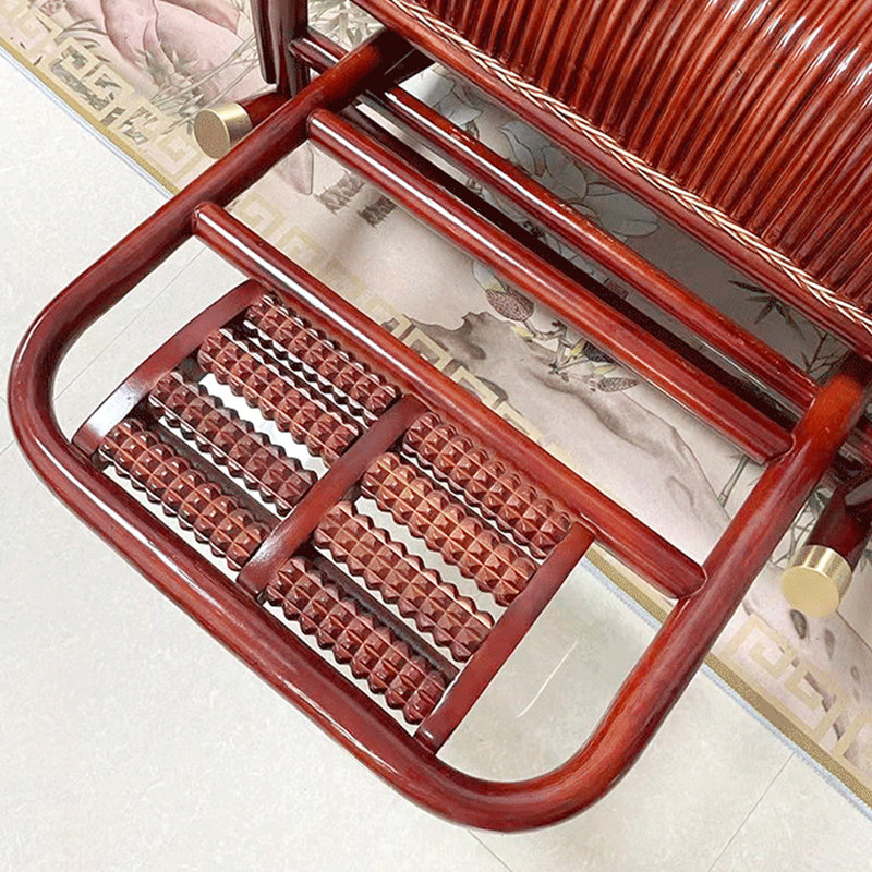 Chaise berçante en rotin avec repose-pieds rétractable, Brun-roux
