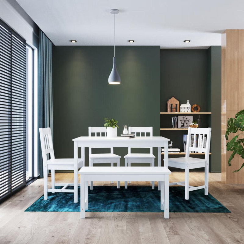 85*41.5*46.5cm, Dining Chair - Ergonomic Design & Sturdy Structure, White, White