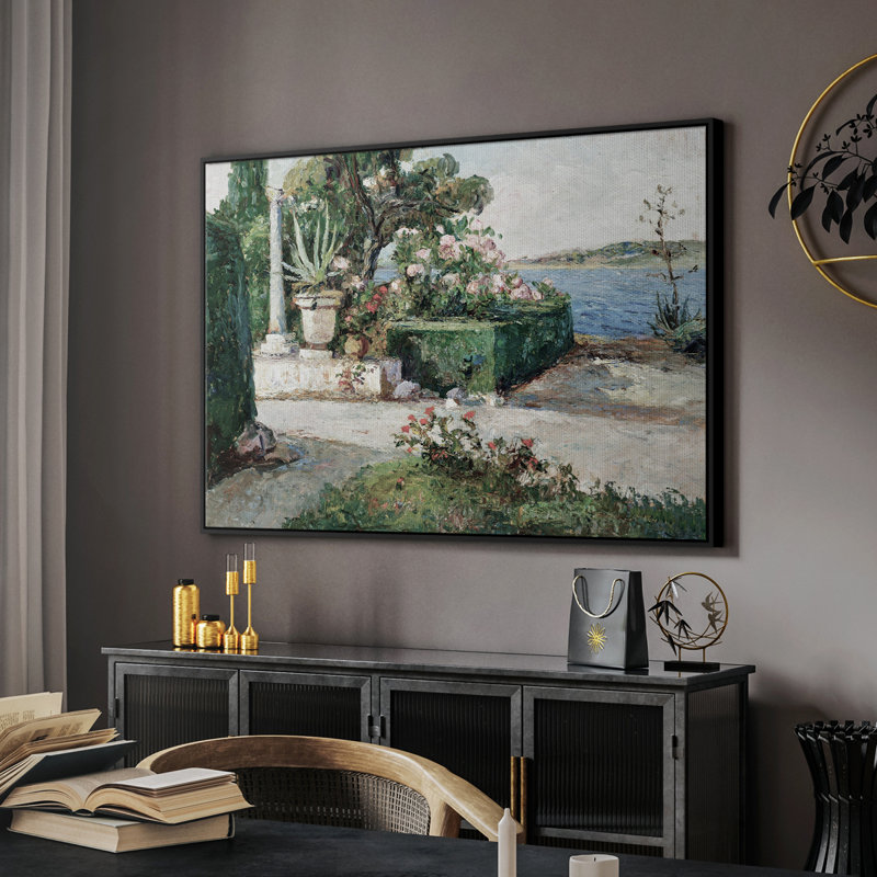 Paysage rétro - DL, H 17 po x l 25 po x P 2 po, Toile argentée avec cadre flottant