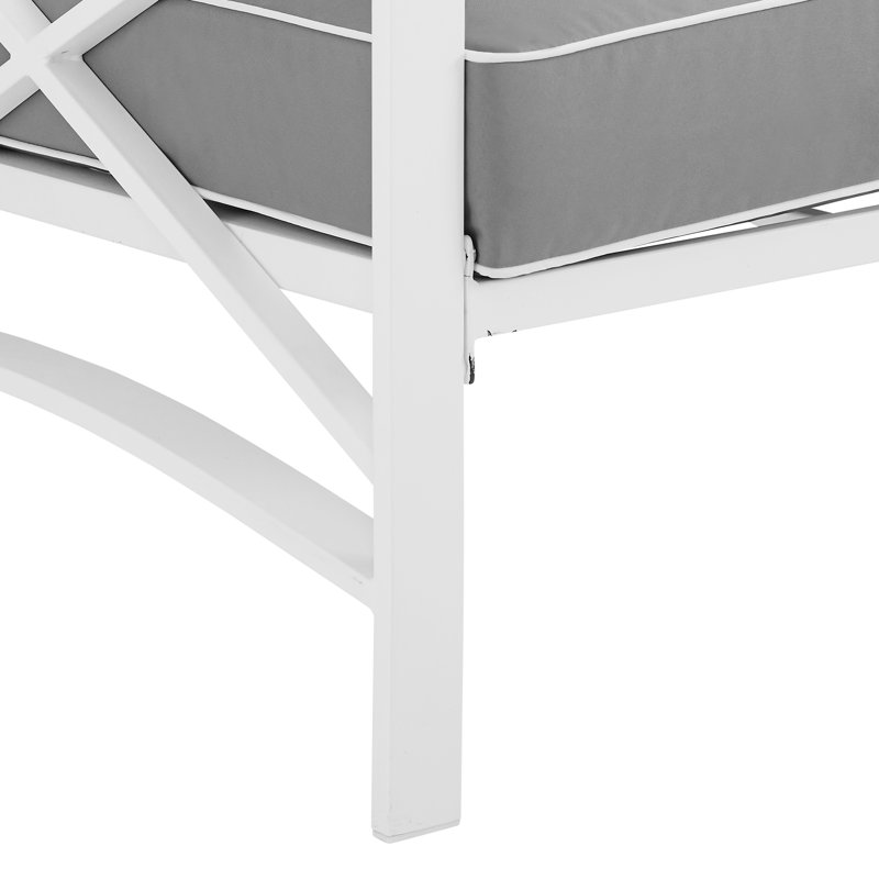 Mosier 54'' Wide Metal Loveseat with Cushions, Gray, White