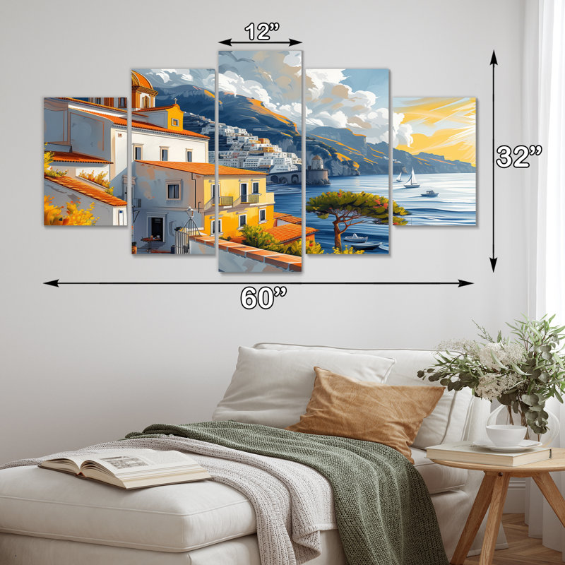 «Vintage Amalfi Coast Landscape II», ensemble de reproductions d'art mural Italie
