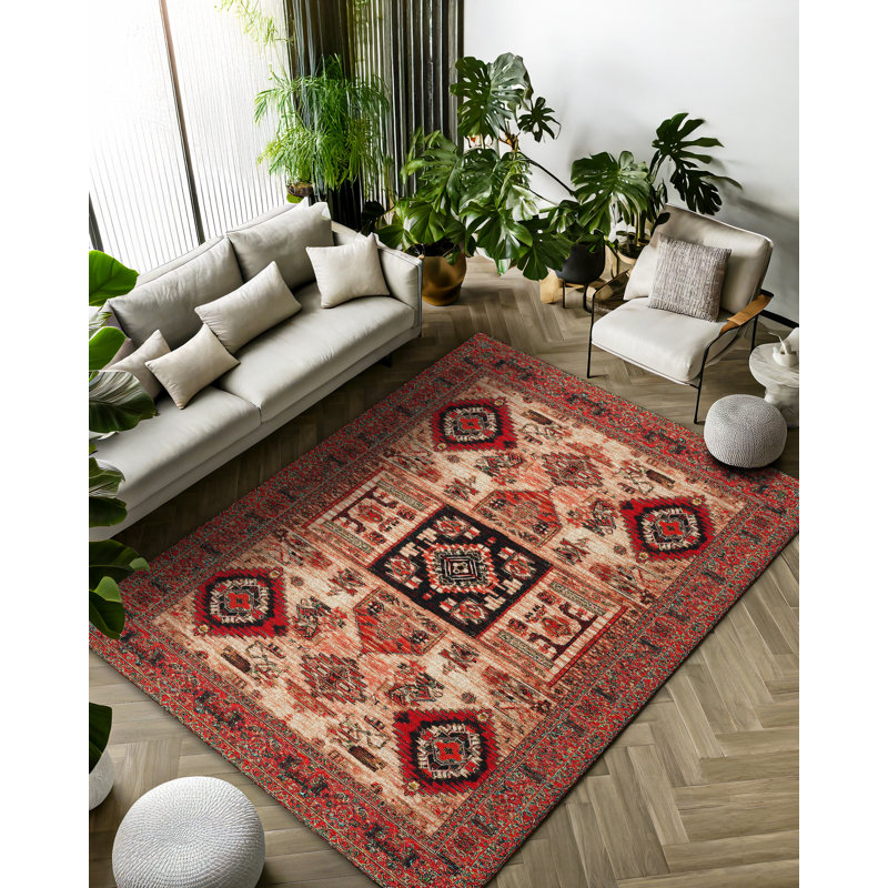 Tapis en mélange de coton et de polyester à imprimé numérique Nomad Spirit, Rond 3 pi 4 po