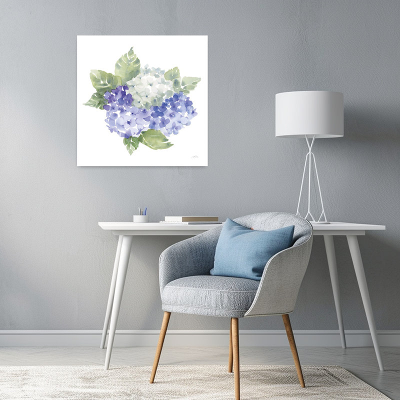 Cottage Hydrangeas I Contemporary Hydrangea Flower Art, 24" H x 24" W