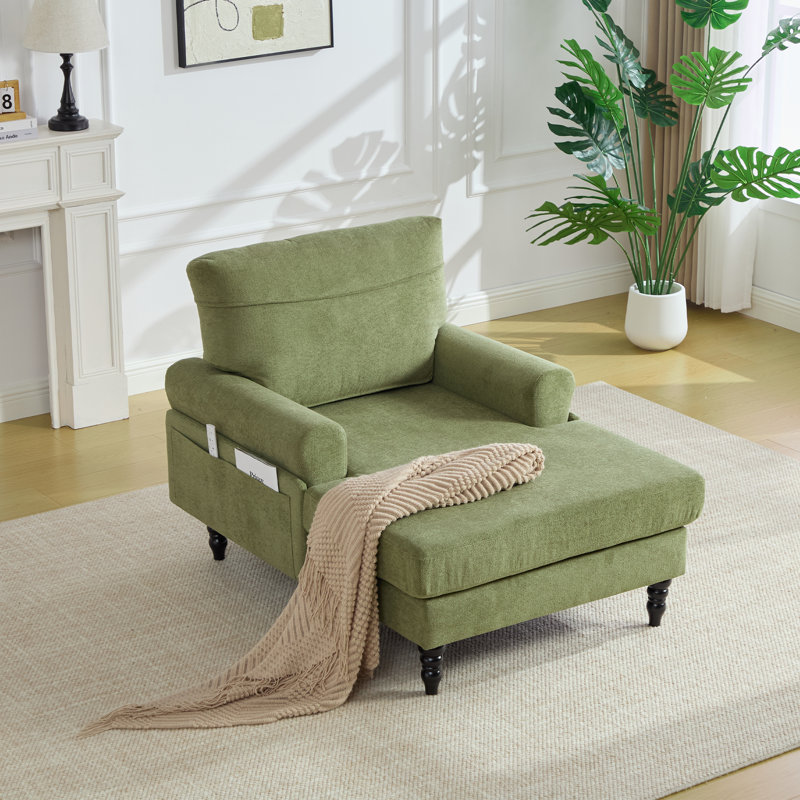 Chaise longue rembourrée 38,2 po, Olive