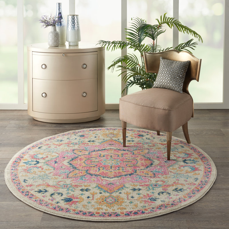 Tapis oriental vert Verda, Rond 5 pi 3 po