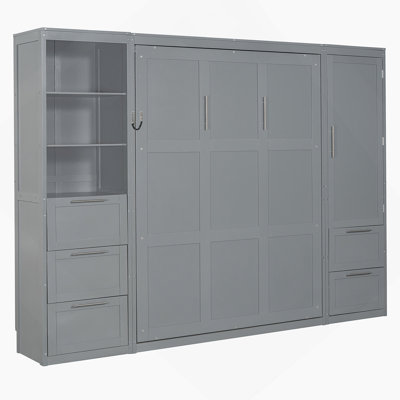 Murphy Bed Wall Bed With Closet, Drawers And Shelves