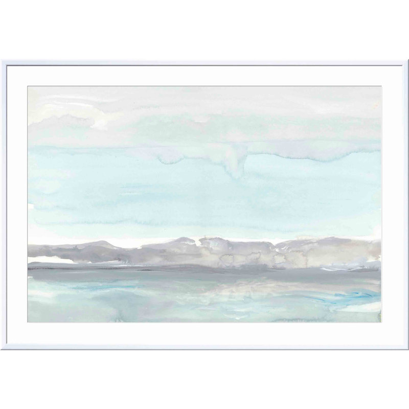 «Gray Horizon» par Rob Delamater - peinture encadrée, H 12 po x l 8 po, Blanc