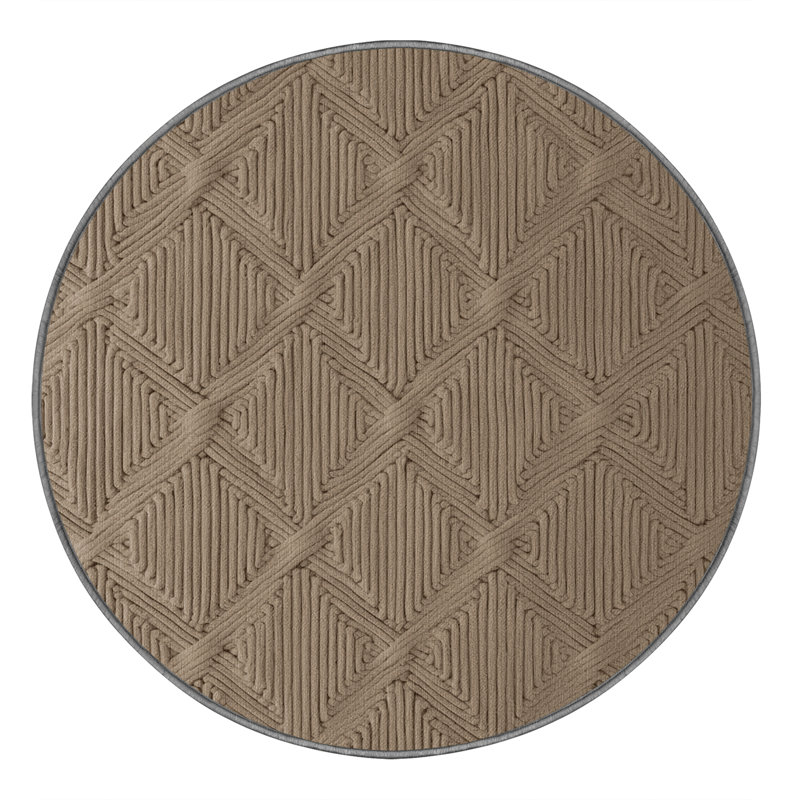 Tapis gris en treillis lavable à la machine, Rond 6 pi