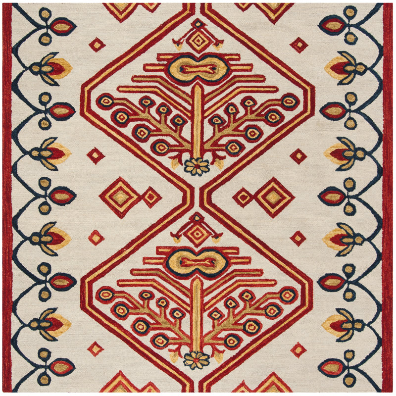 Vahakn Hand Tufted Wool Southwestern Rug, Square 7'
