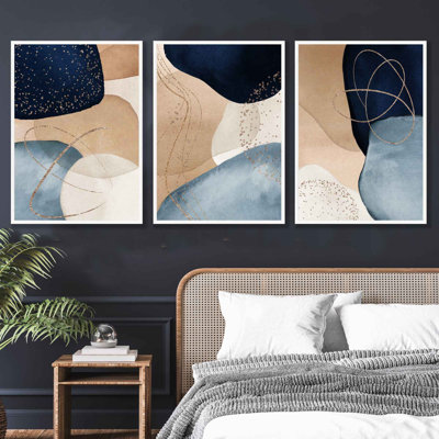 Evolution In Blue - 3 Piece Single Picture Frame Print Set