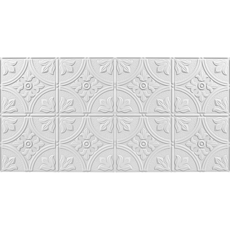 Boston x 4 pi Carreau de plafond en PVC Glue-Up, Blanc mat